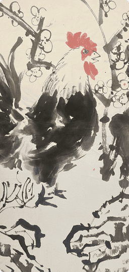 Ink painting of a rooster